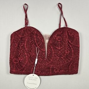NWT Twosisters The Label Burgundy Red Lace Bodice Top